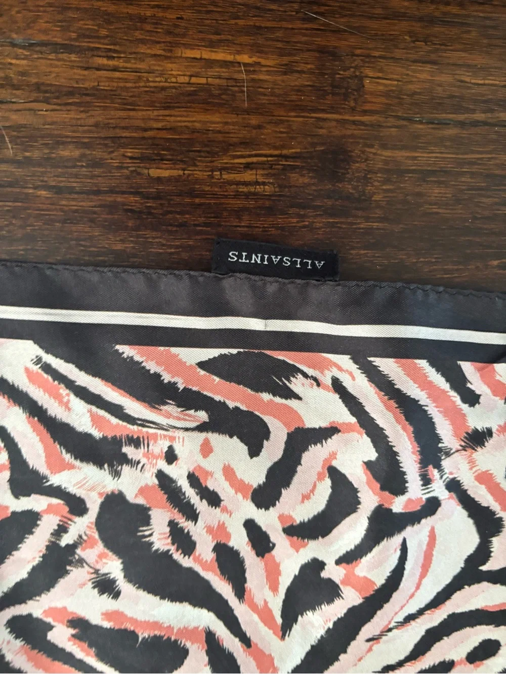 All Saints Silk Scarf Square Zebra Print Size 20